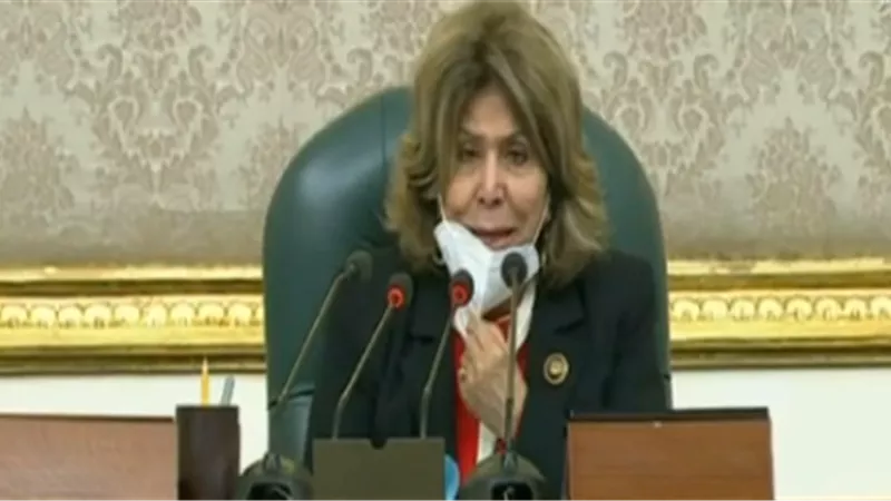 فريدة الشوباشي تفتتح جلسة البرلمان بملابس تجمع ألوان العلم المصري