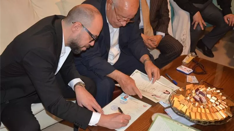 صور | عقد قران جميلة عوض على المونتير أحمد حافظ 