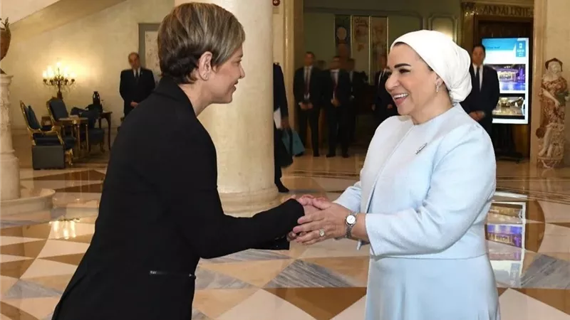 انتصار السيسي تستقبل قرينة رئيس كولومبيا أثناء زيارتها إلى مصر 