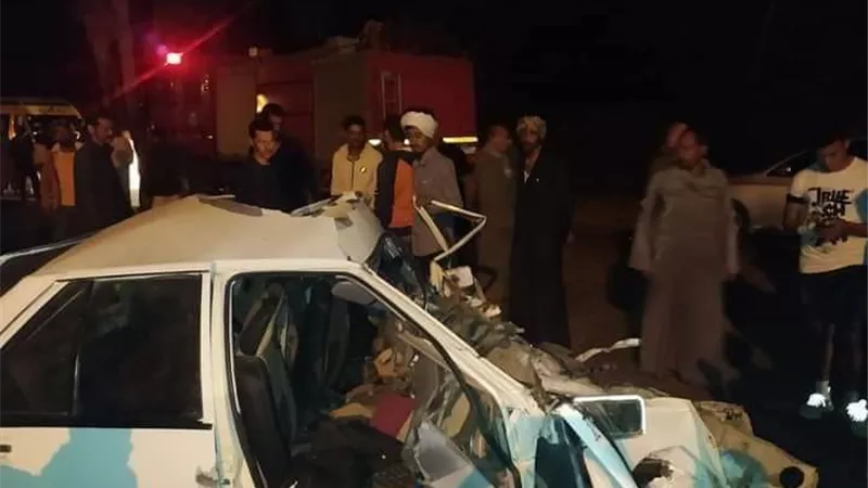 مصرع شقيقين وإصابة 6 آخرين بينهم سيدتان في حادث تصادم بالقناطر