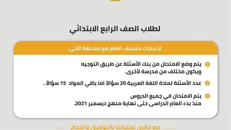 جدول امتحانات الصف الرابع الابتدائي 2022 الترم الأول.. اعرفي مواصفات الورقة