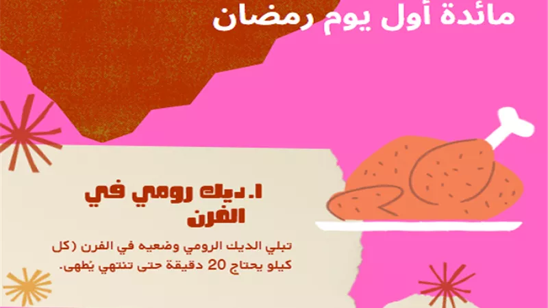 «ديك رومي ومكرونة بشاميل» سفرة أول يوم رمضان 2022| إنفوجراف