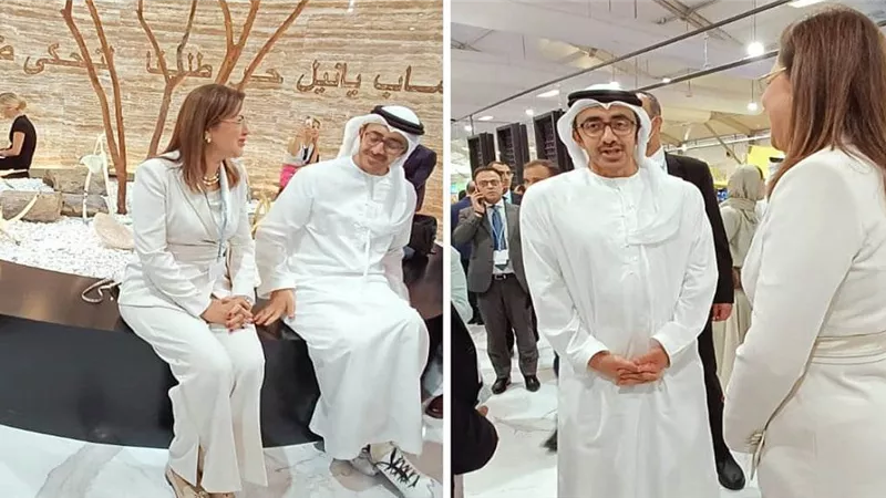 صور| وزيرة التخطيط تستقبل وزير الخارجية الإماراتي بالجناح المصري في مؤتمر المناخ
