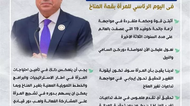 مايا مرسي توجه رسالة للرئيس السيسي في يوم المرأة بقمة المناخ