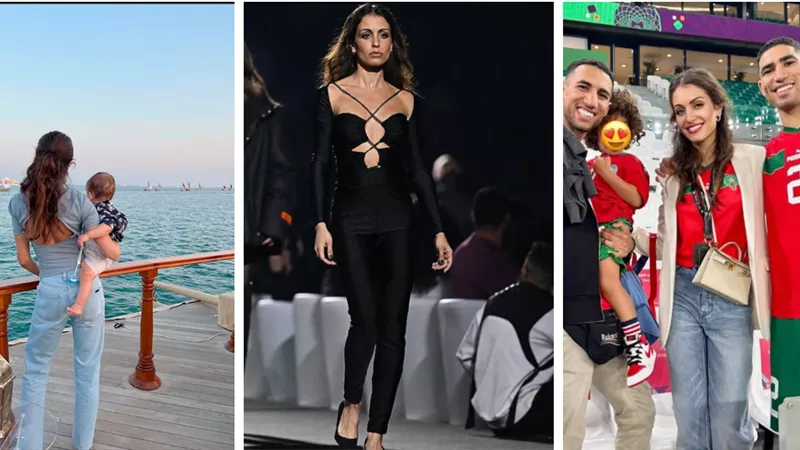 مدرجات وحفلات.. شاهدي إطلالات زوجة أشرف حكيمي في قطر