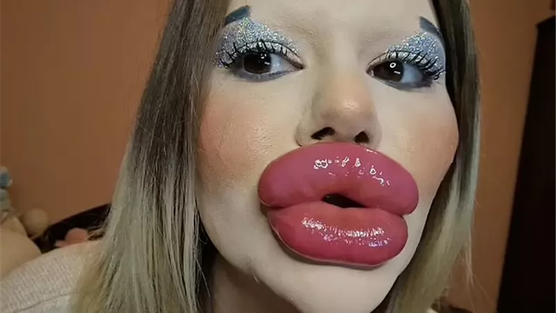 فتاة تنفق 8 آلاف إسترليني للحصول على أكبر شفاه في العالم