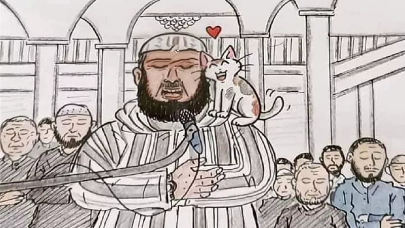 أول تعليق للشيخ الجزائري «وليد مهساس» على واقعة اقتحام قطة لصلاة التراويح