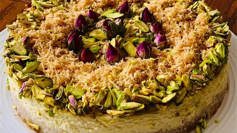 حلويات رمضان 2024.. طريقة عمل تشيز كيك الكنافة بالفستق