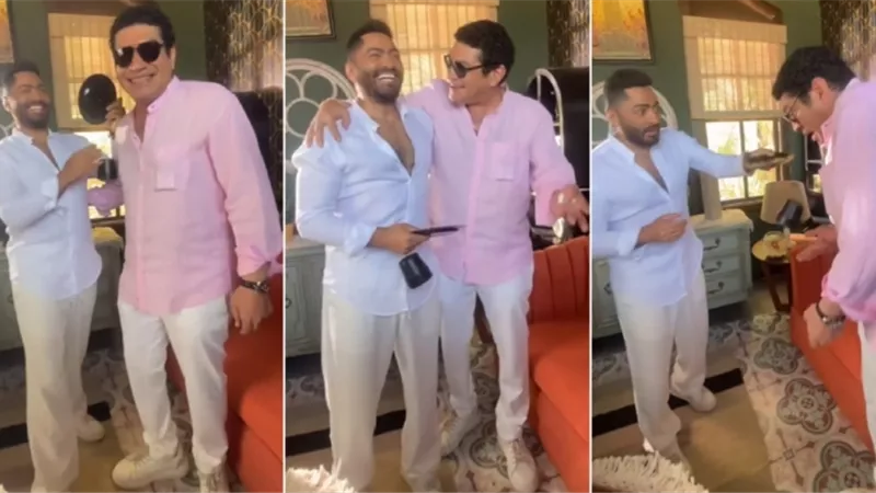 مقلب تامر حسني في باسم سمرة يثير ضحك الجمهور (فيديو)   